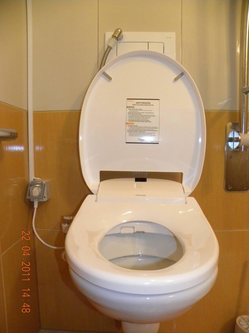 Coway BA13-BR installation with visible cable trunking and an older concealed cistern